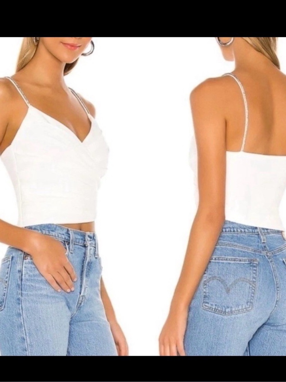 NBA Julian Crystal Embellished Crop Top Ivory Size XS